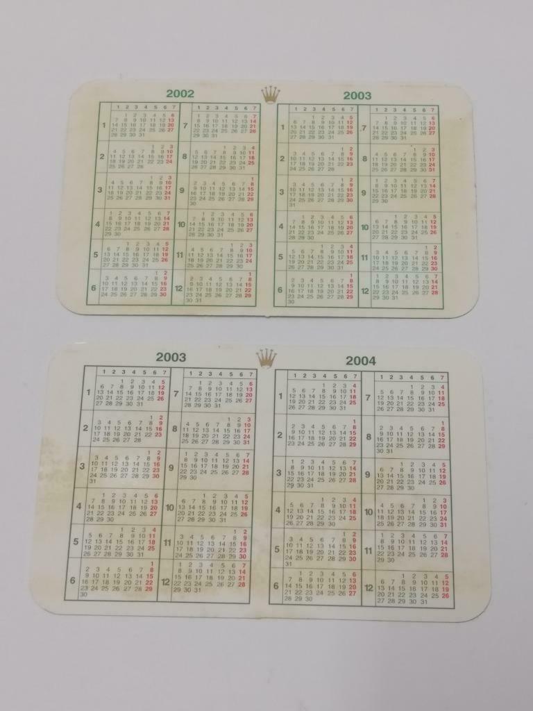 Vintage Rolex 1999 To 2004 Calendar Card x5 F/S (A2419)