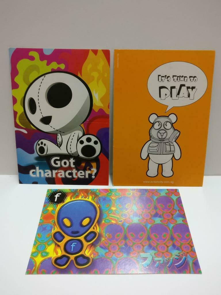 LUCKYPIGEON888 Alien Gas Bear Toy Colorful Art Ad Postcard Lot Of 3 (E0491)