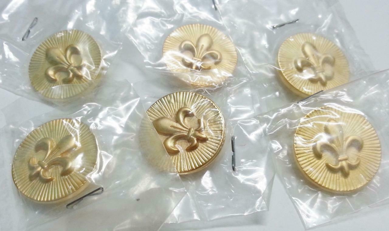 Rare Singapore Scout Association Uniform Gold Tone 22 mm Round Buttons x 6 B379
