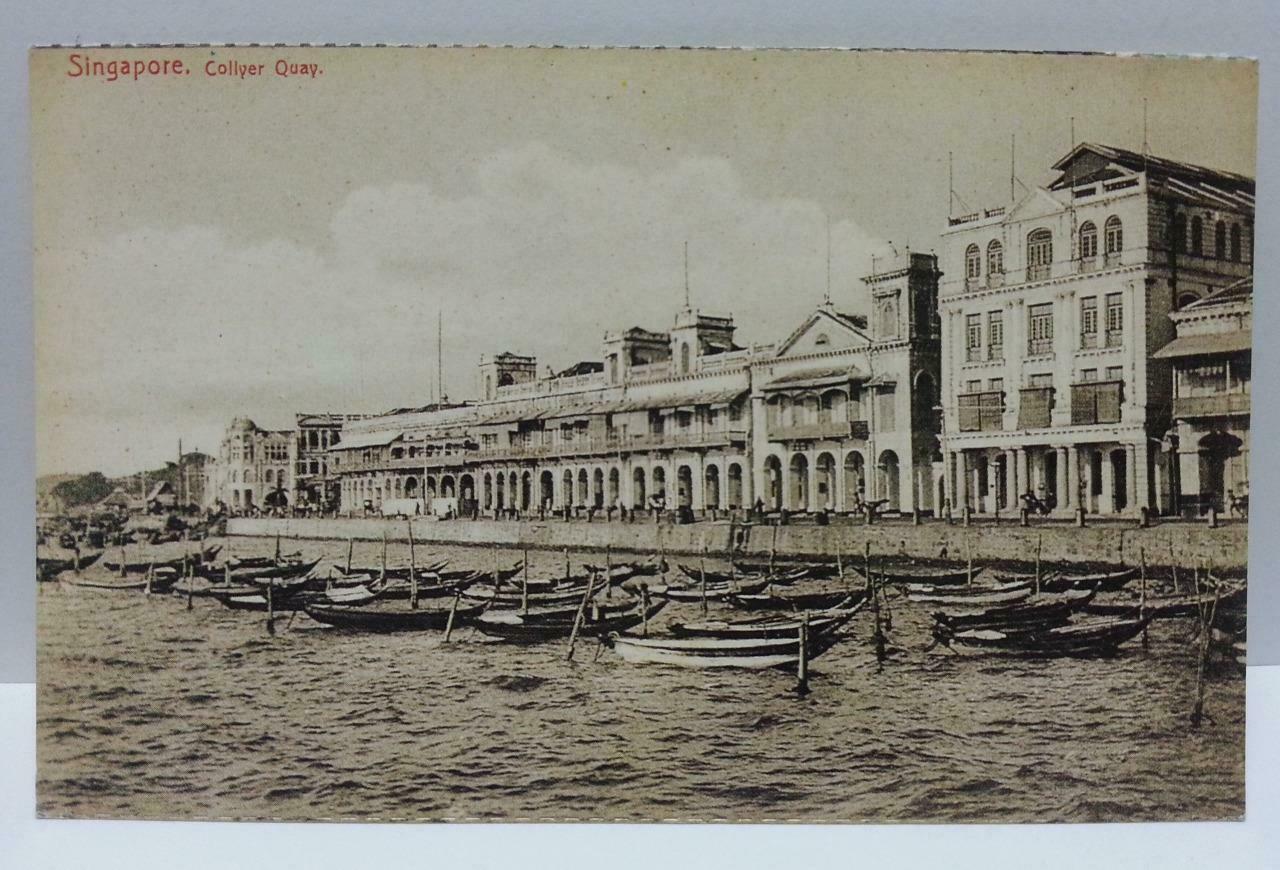 Singapore Collyer Quay Sampan Vintage Singapore Postcard Reprint (AC137)