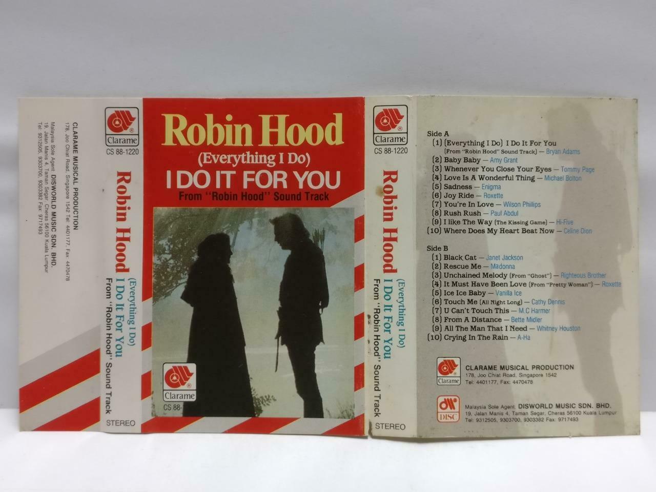 Movie Robin Hood OST (Everything I Do) Rare Singapore English Cassette CT510