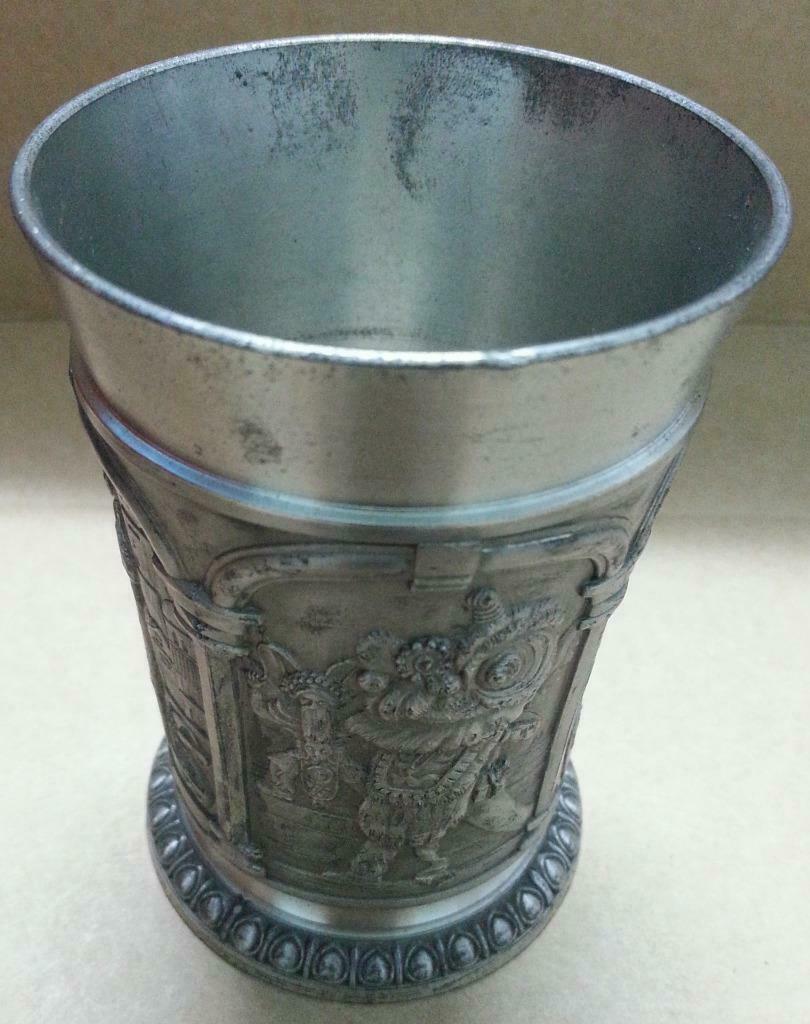 Rare Singapore Tumasek Pewter Merlion Raffles Lion Dance Cup Mug (A1240)