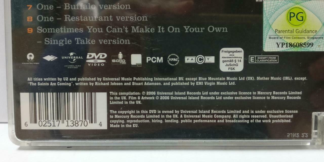 U2 18 Videos Rare Singapore Censor Sticker 2006 EU DVD (CD862)