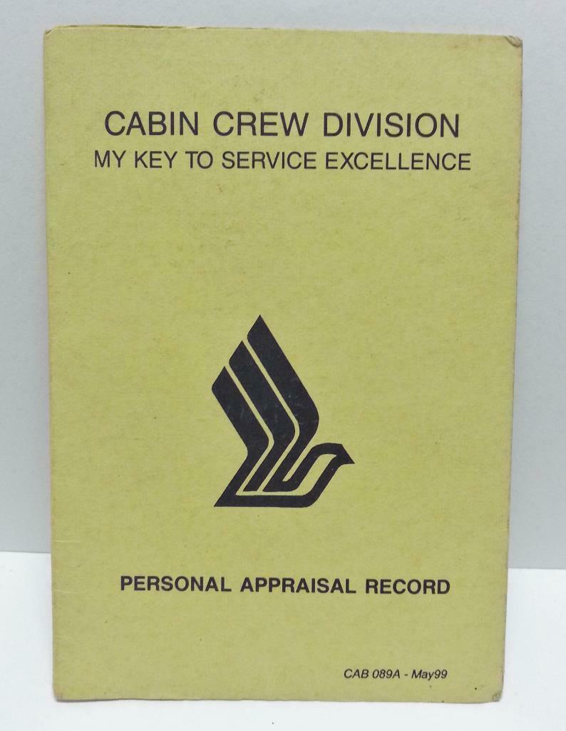 Vintage Singapore Airlines SIA Cabin Crew Personal Appraisal Record Card (AC271)