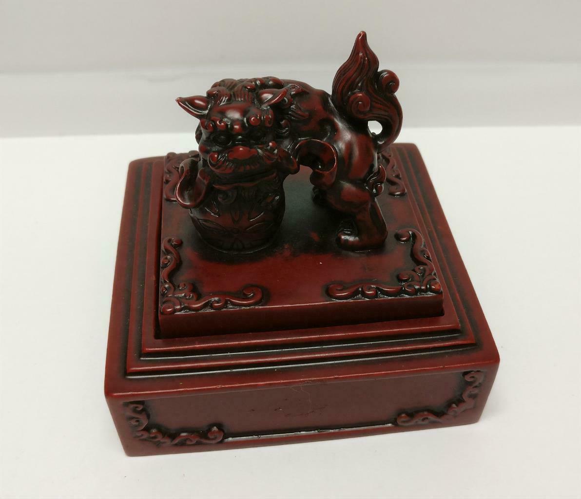 Rare SIA Singapore Airlines Traditional Lion Statue Stamp Ink Pad w/ Box (A2119)