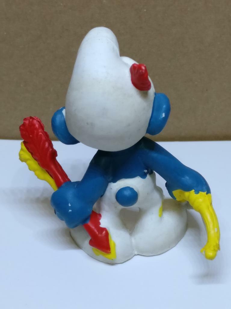 Vintage The Smurfs Bow & Arrow Figurine Miniature Peyo 1978 Hong Kong x1 (A1772)