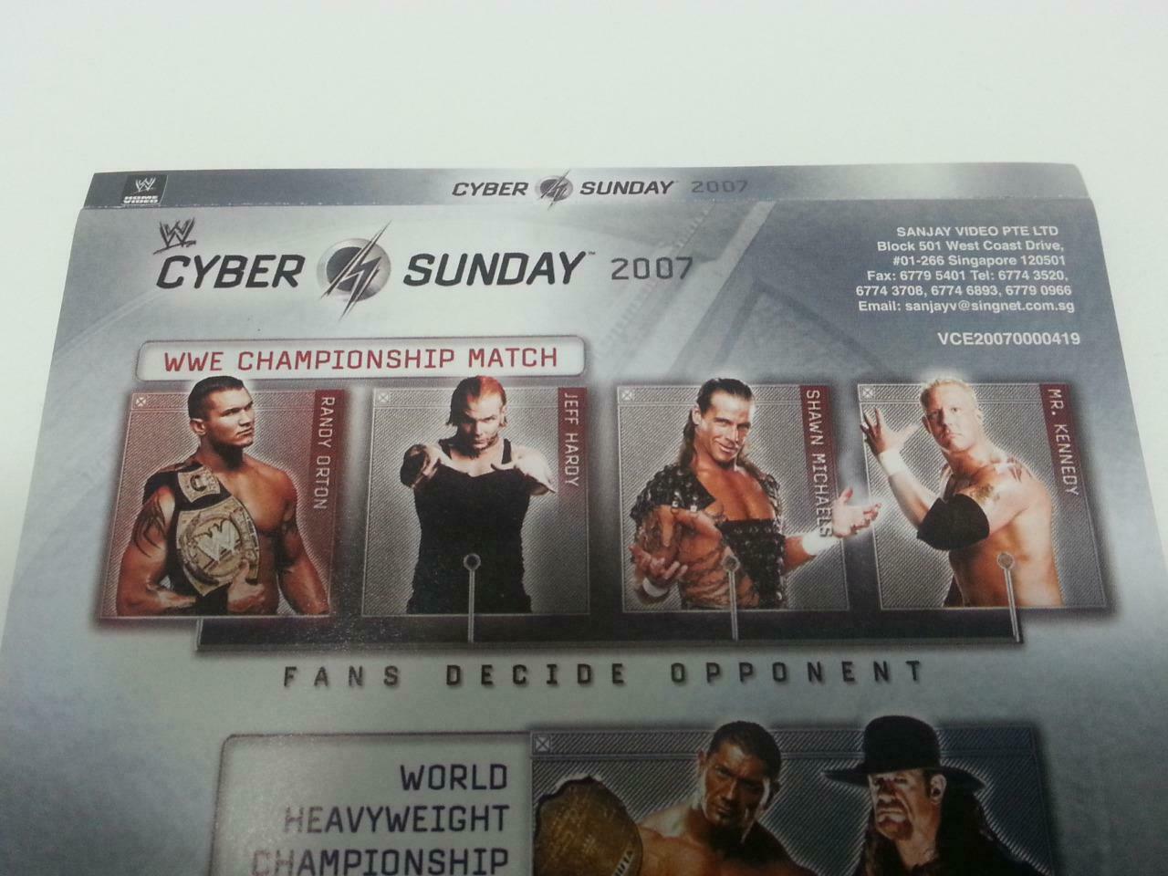 WWE WWF Wrestling Cyber Sunday 2007 Singapore Only Video CD 4x VCD OOP (A825)