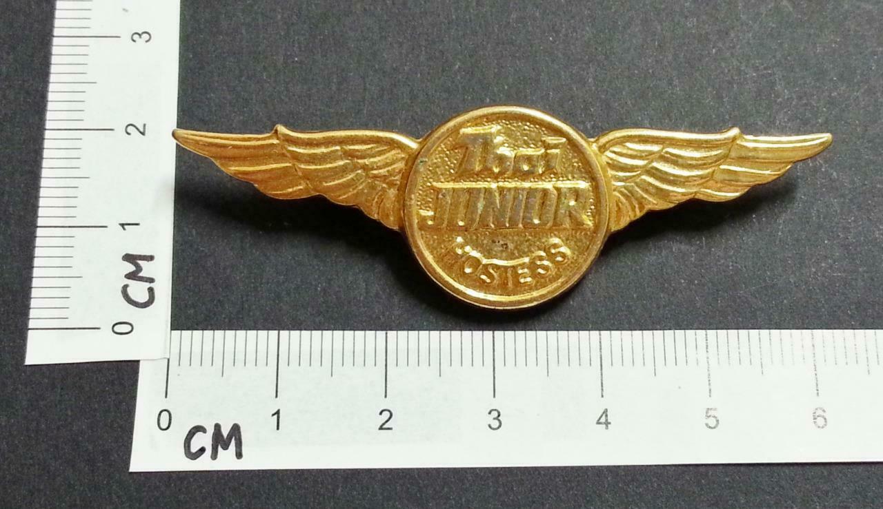 Thai Airways Airlines Junior Hostess Metal Gold Tone Wings Pin Badge F/S (A219)