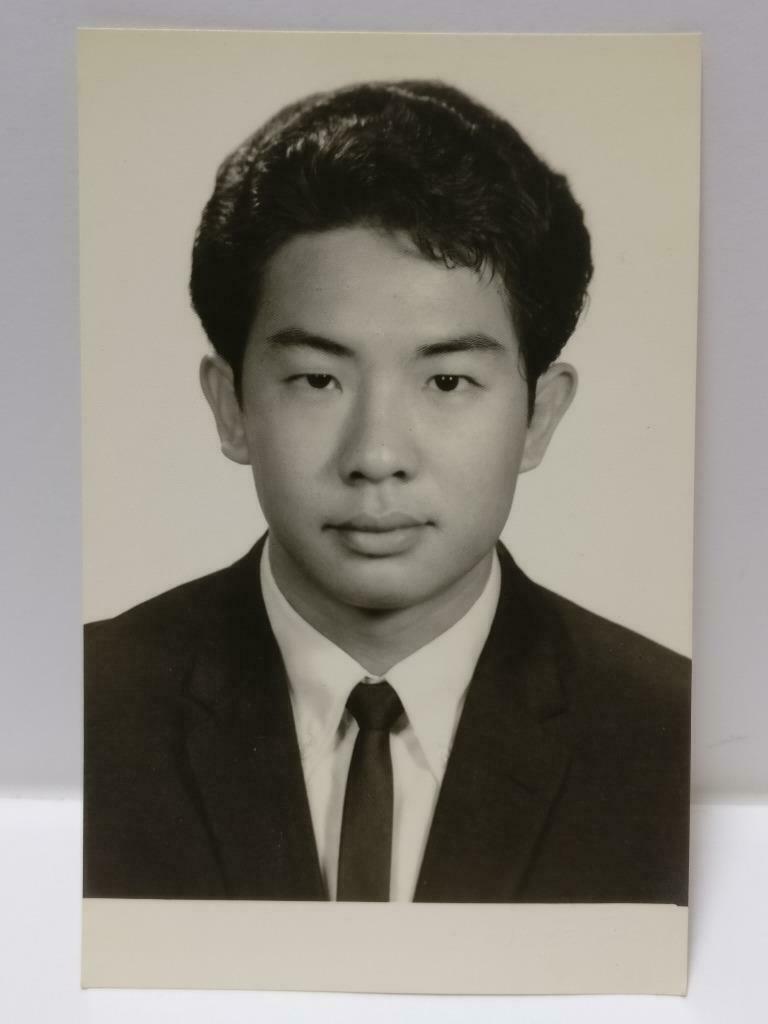 1960 Vintage Asian Chinese Man Handsome Cool Look Studio Portrait B&W Photo P304