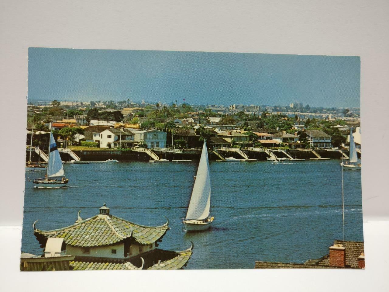 VTG Newport Beach California Small Craft Harbor Boats Color USA Postcard (P618)