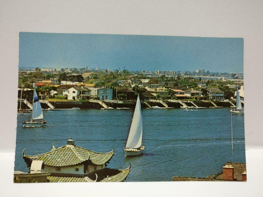 VTG Newport Beach California Small Craft Harbor Boats Color USA Postcard (P618)