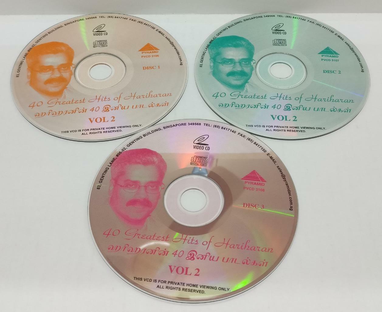 India Bollywood 40 Greatest Hits Of Hariharan Singapore 3x VCD Video CD CD760