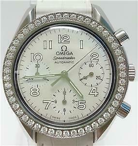 Authentic Omega Speedmaster Chronograph Automatic Watch Diamonds Bezel MOP