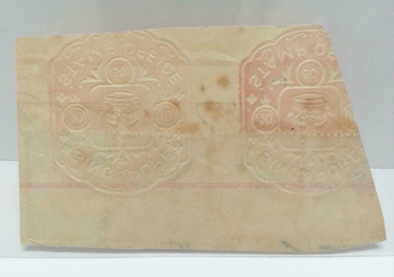 Vintage Singapore Straits Settlement Document Postage Stamp $8.5 Revenue (AC225)