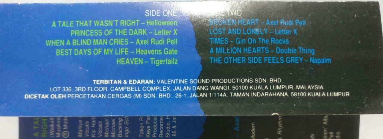 Soft Metal Bands Napalm Various Artists Rare Malaysia English Cassette CT563
