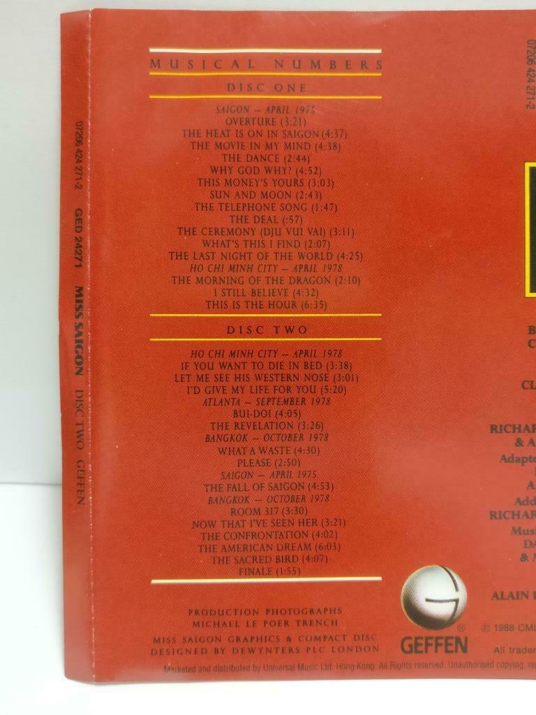 Miss Saigon Musical Alain Boublil 1990 Soundtrack Rare Hong Kong 2x CD (CDS256)