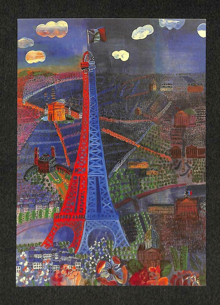 LUCKYPIGEON Paris Eiffel Tower Colorful France Postcard (C1515)