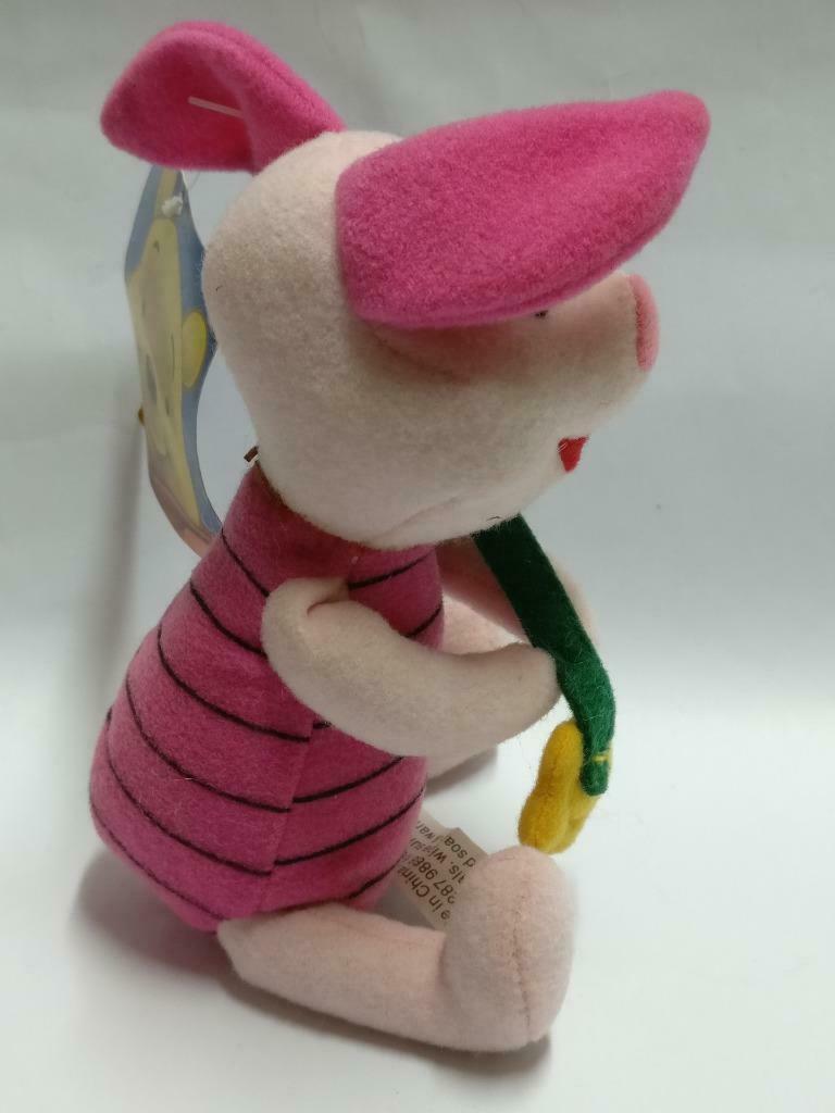 Disney Winne The Pooh Pink Piglet With Flower Tag 6" Plush Soft Toy F/S (PTY145)