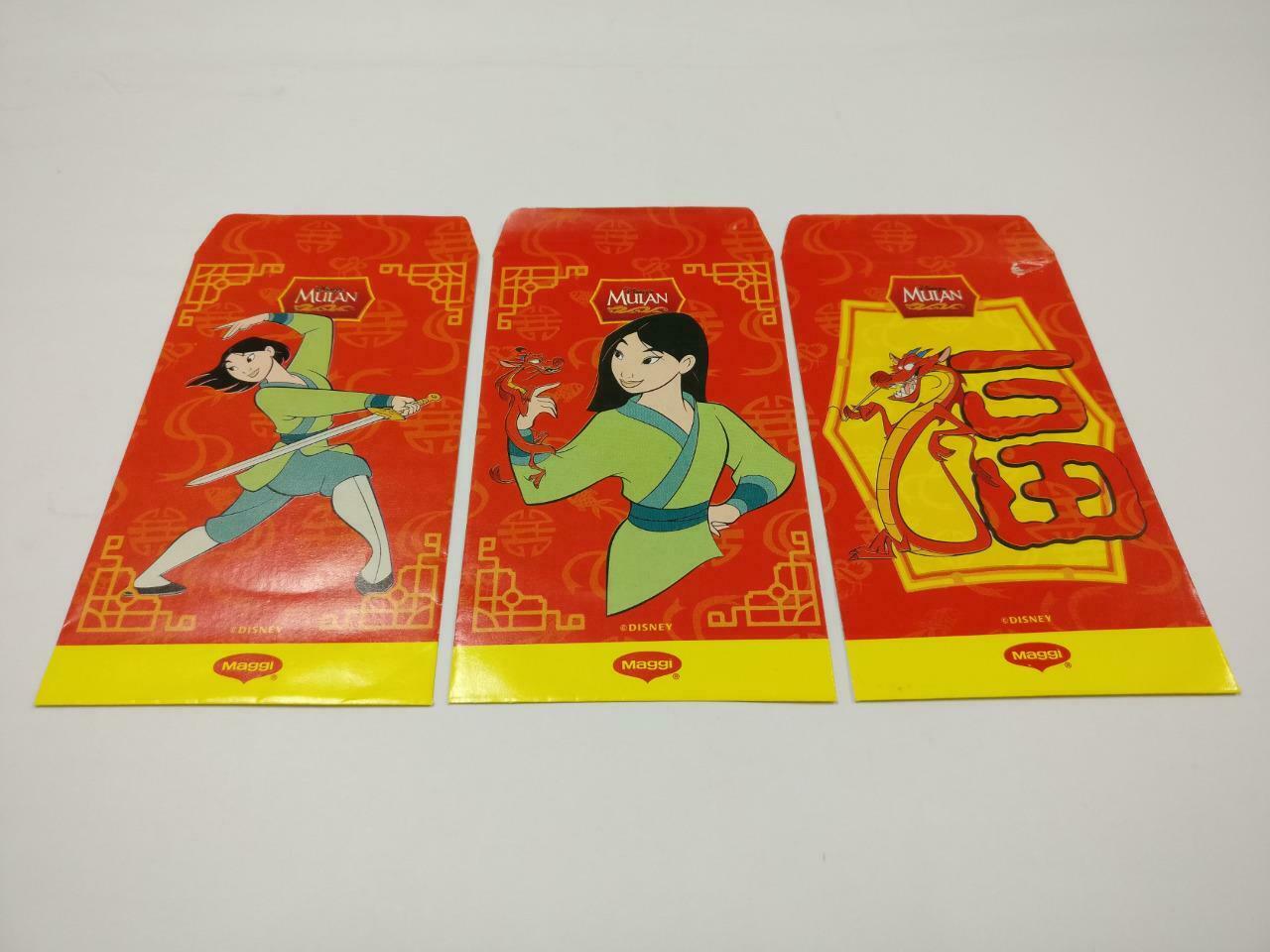 3 pcs Chinese New Year Red Packet Envelope Cartoon Mulan Maggi Food Ad (C2200)