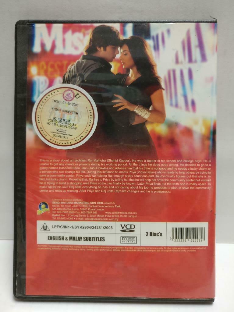India Bollywood Movie Kismat Konnection Shahid K. Malaysia Video 2x VCD CD1020