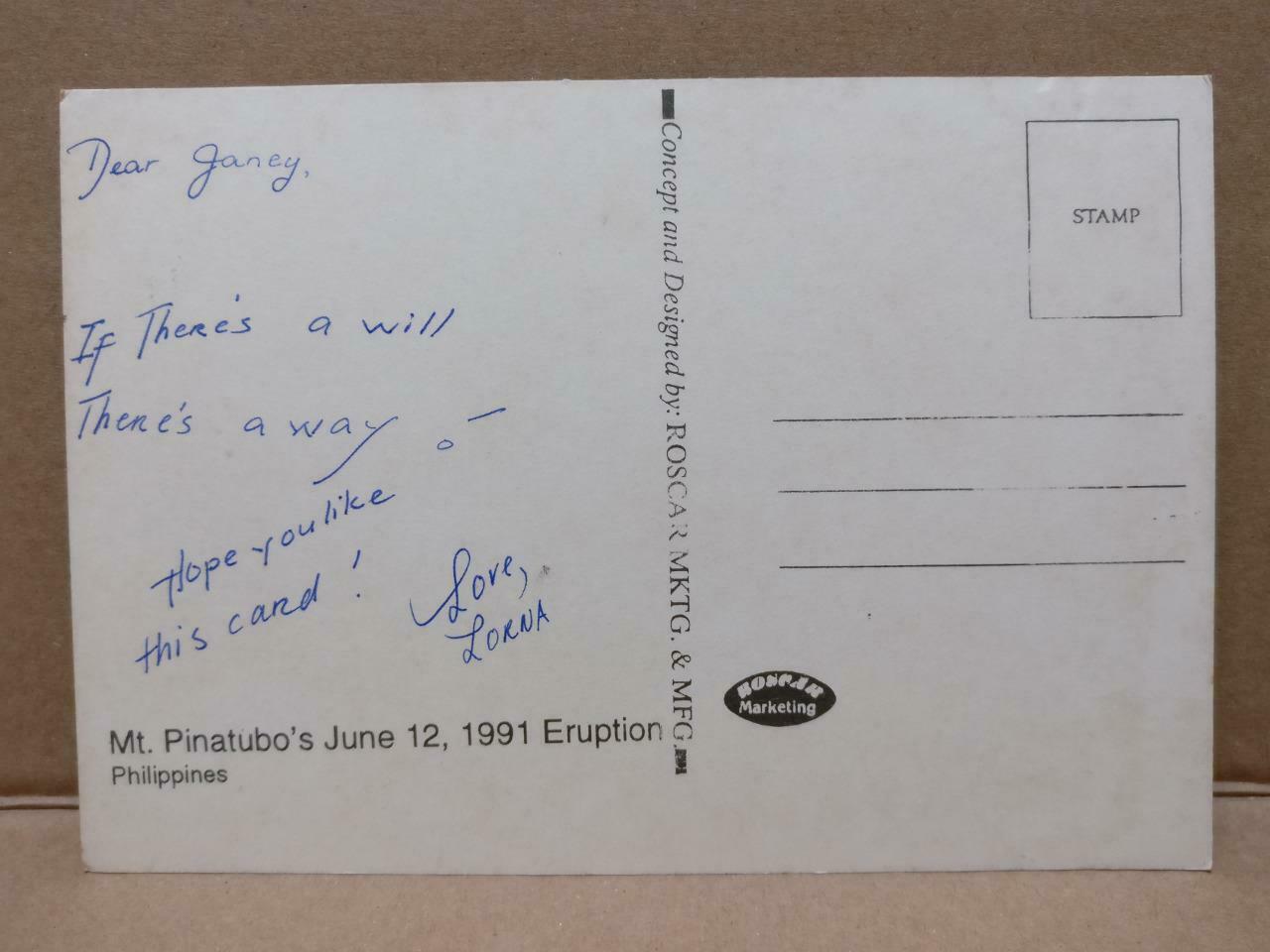 Used LUCKYPIGEON Mt. Pinatubo's Eruption 1991 Philippines Postcard (C1840)