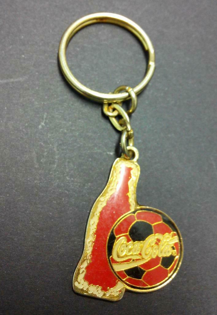 Vintage Coke Coca Cola Bottle and Football Soccer Mini Keychain Keyring F/S B239