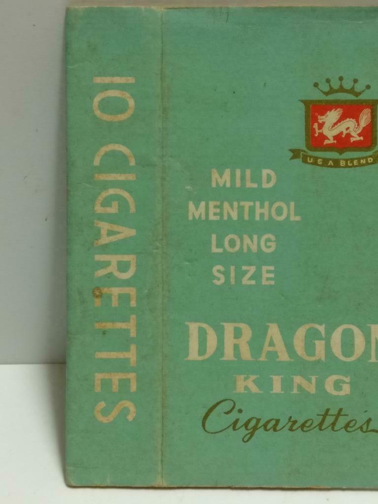 Vintage Dragon King Cigarettes Ephemera Empty Green Paper Box Cover F/S (A2315)