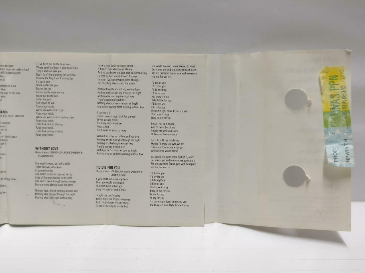 Bon Jovi Slippery When Wet 1986 Mega Rare Indonesia Only English Cassette CT518
