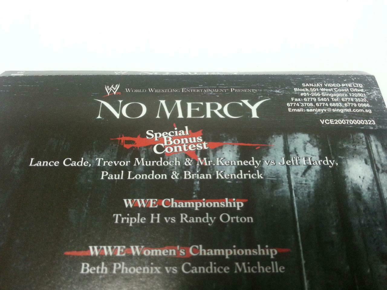 WWE WWF Wrestling RAW No Mercy 2007 Singapore Only 4x VCD Video CD OOP (A844)