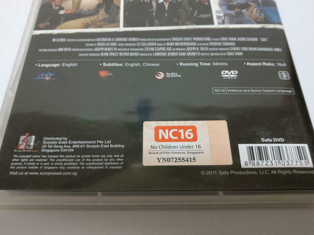 SAFE Jason Statham Movie Rare 2011 Singapore DVD Eng Sub R3 (DVD070)