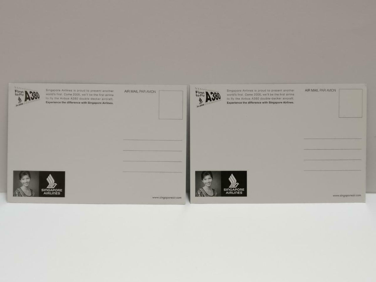LUCKYPIGEON888 Singapore Airlines SIA Airbus A380 Sky Postcard Set Of 2 (E0452)