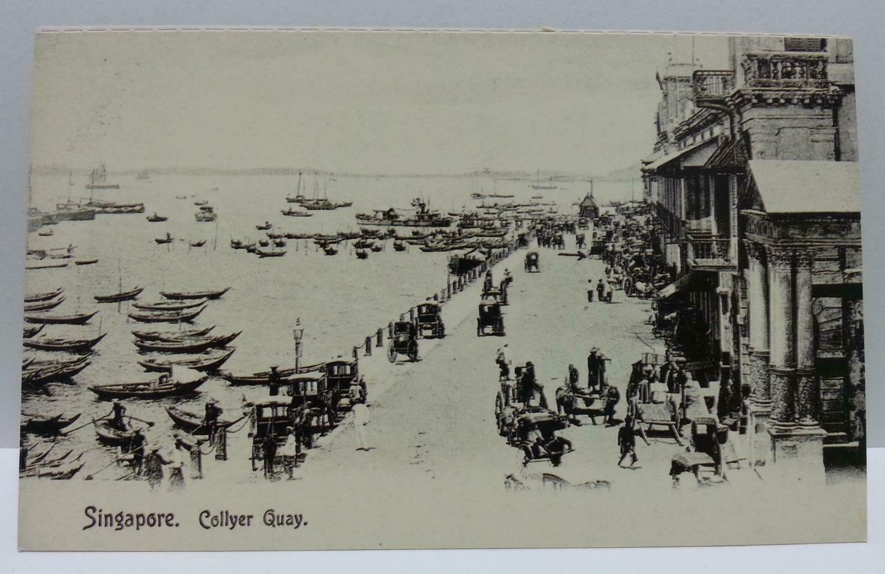 Singapore Collyer Quay Vintage Singapore Postcard Reprint (AC133)