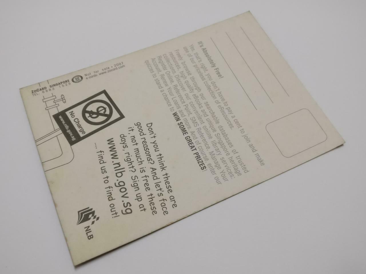 LUCKYPIGEON888 Singapore NLB National Library Signboard Art Ad Postcard (E0085)