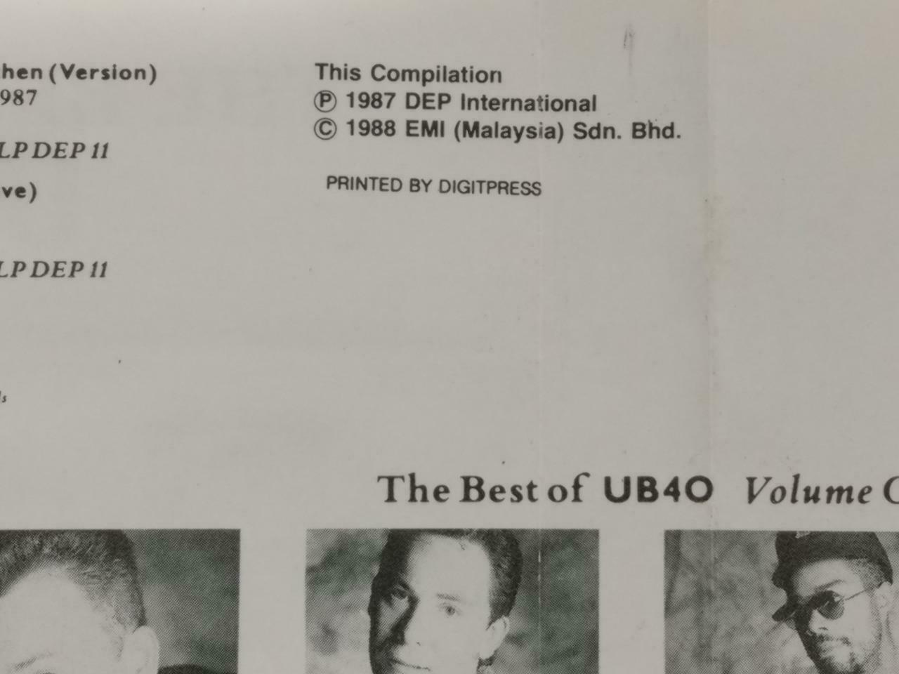 The Best Of UB40 Red Red Wine 1988 Mega Rare Malaysia English Cassette CT508