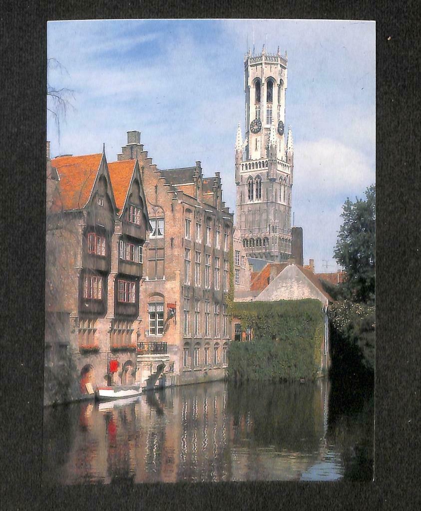 LUCKYPIGEON Brugge The Rozenhoedkaai with the Belfry Scenery Postcard (C1768)