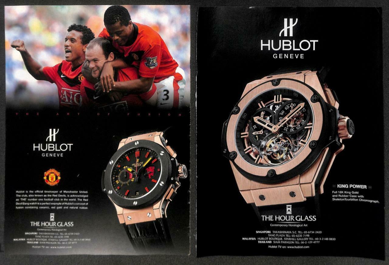 Vintage Hublot Geneve The Hour Glass Magazine Advertisement Print Ad x 2 (P910)