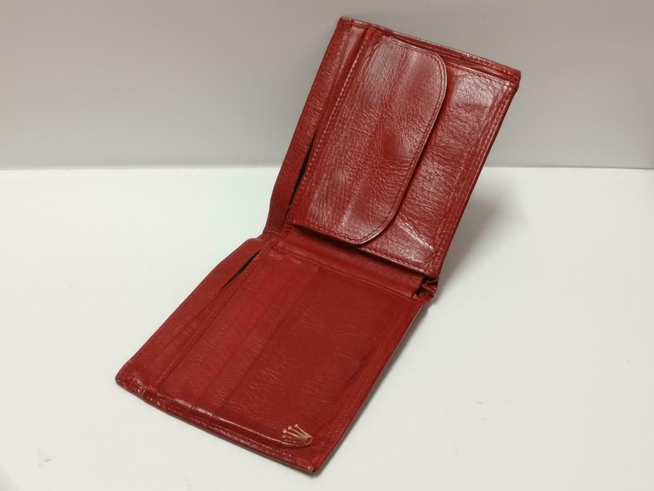 Vintage Rolex Red Leather Bi-Fold Wallet 60.02.55 F/S (A2430)