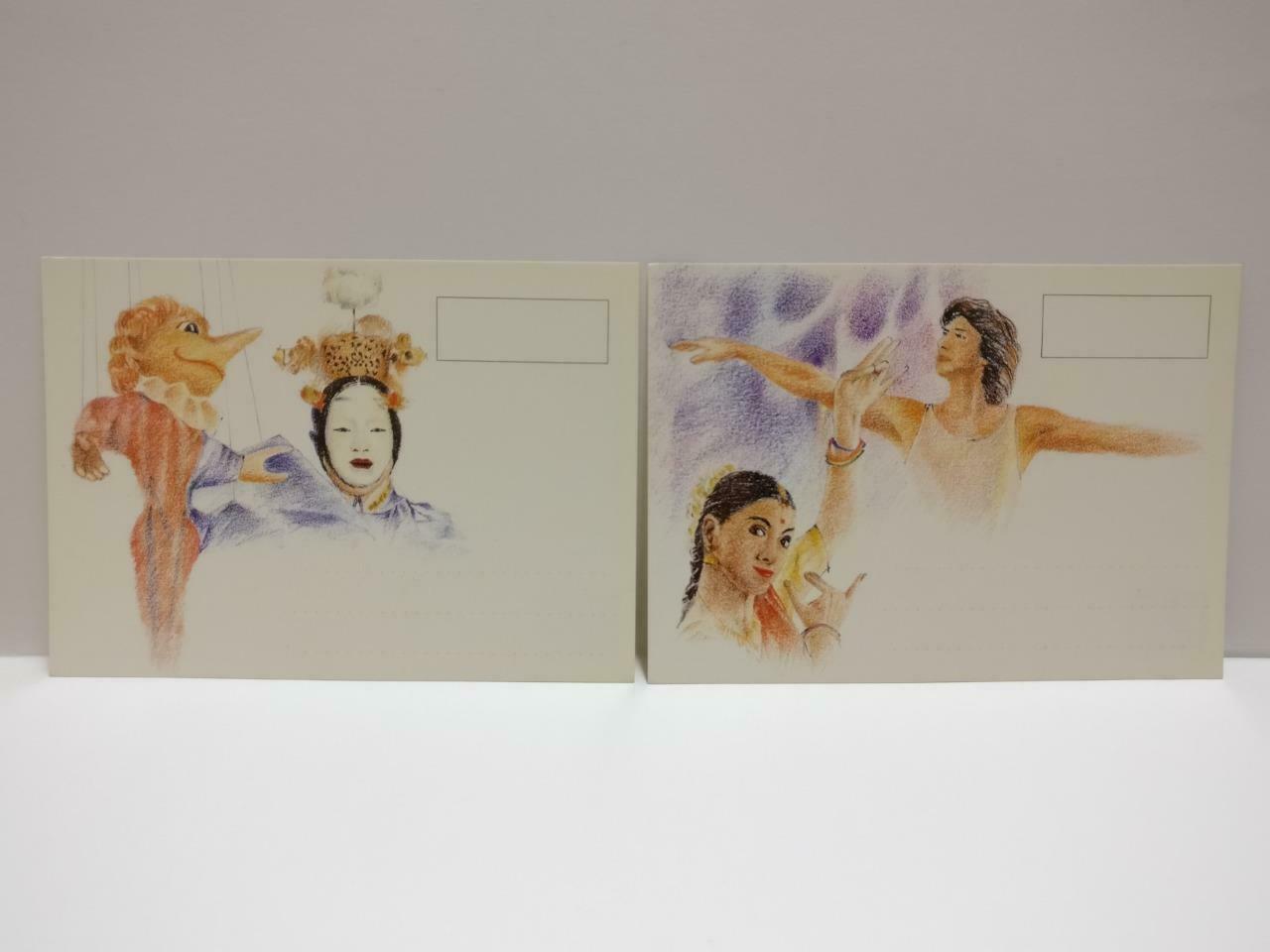 LUCKYPIGEON888 Paintings Dance Puppet Violin Singapore Postcard Set Of 4 (E0492)