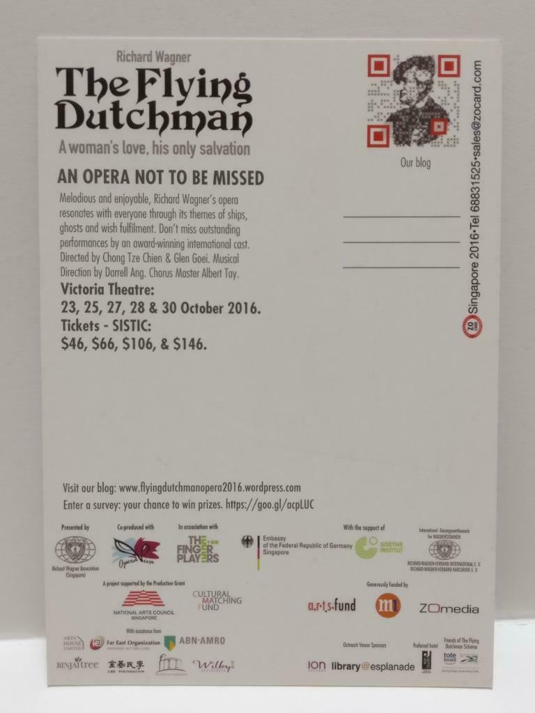 LUCKYPIGEON888 Opera By Richard Wagner Art 2016 Singapore Ad Postcard (E0191)