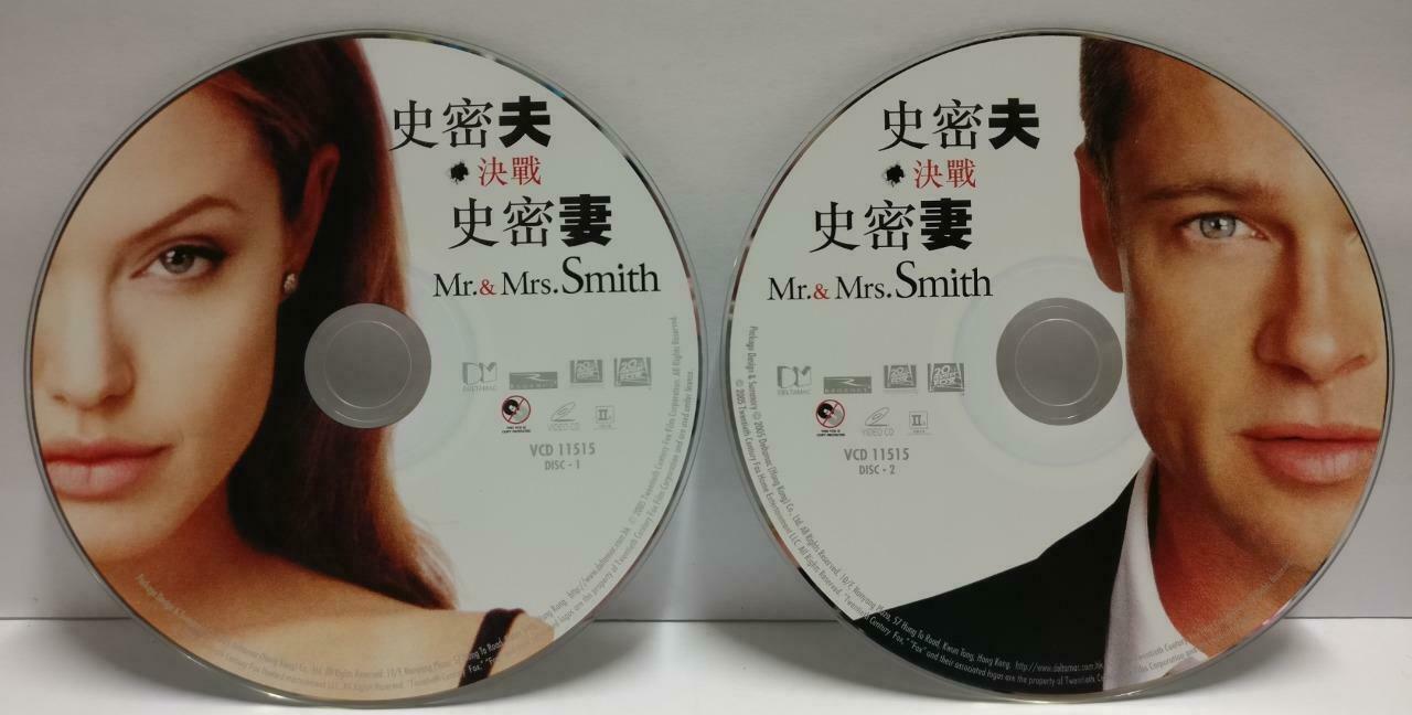 Movie Mr. & Mrs Smith Angelina Jolie Brad Pitt Hong Kong Video 2x VCD OOP CDS383