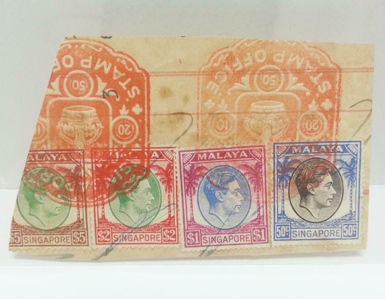 Vintage Singapore Straits Settlement Document Postage Stamp $8.5 Revenue (AC225)