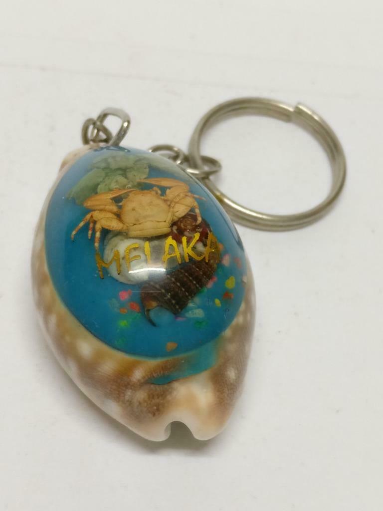 LP888 Vintage Malaysia Melaka Malacca Seashell Sea shell Crab Keyring F/S (B707)