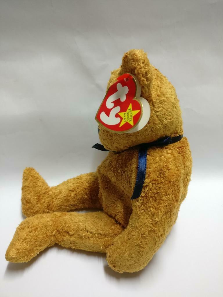 Vintage Ty Beanie Baby Brown Fuzz Bear 8" 1998 KR Plush Soft Toy F/S (PTY116)