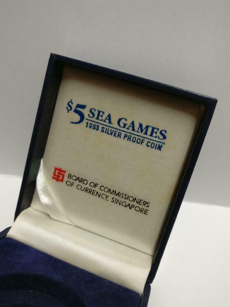 Singapore $5 Olympic SEA Games 1993 Proof Silver Coin With Box & Cert (C040b)