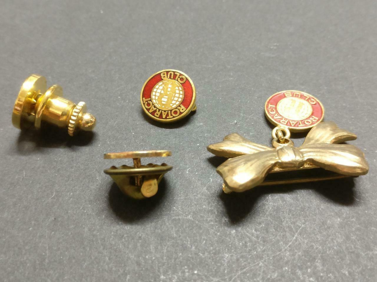 Vintage Rotaract Club Gold Tone 4 x Mini Pin Badge Button F/S B880