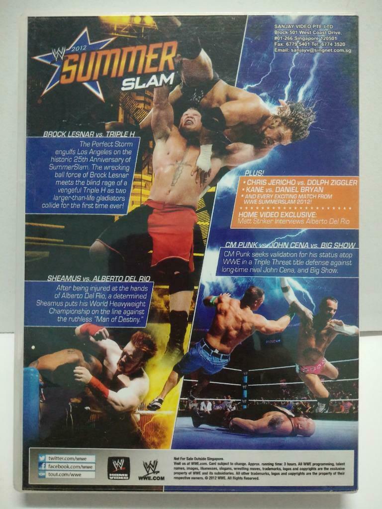 WWE WWF Wrestling Chris Jericho CM Punk Summer Slam 2012 Singapore DVD (A860)