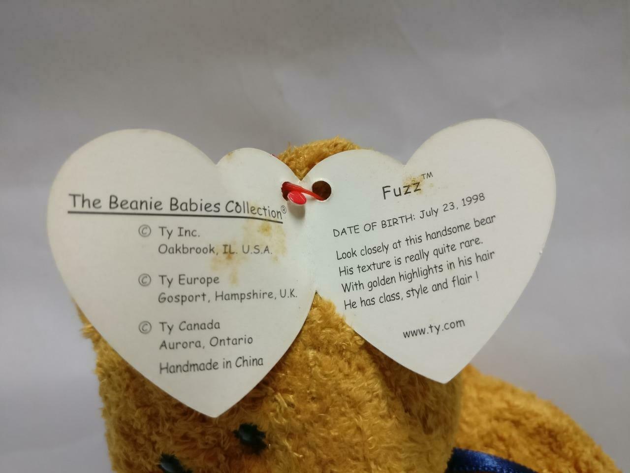 Vintage Ty Beanie Baby Brown Fuzz Bear 8" 1998 KR Plush Soft Toy F/S (PTY116)