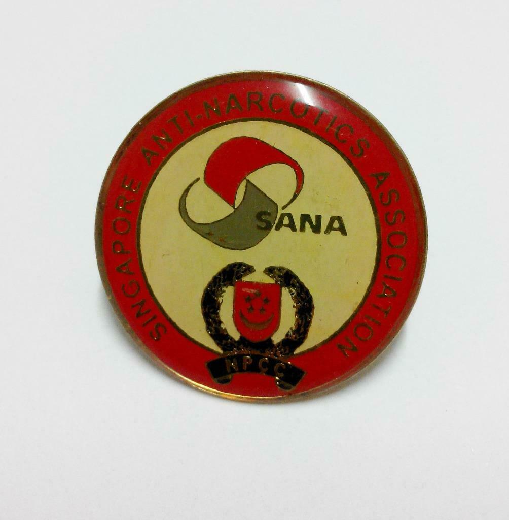 Rare Vintage Singapore Anti-Narcotics Association SANA Pin Badge F/S (B321)