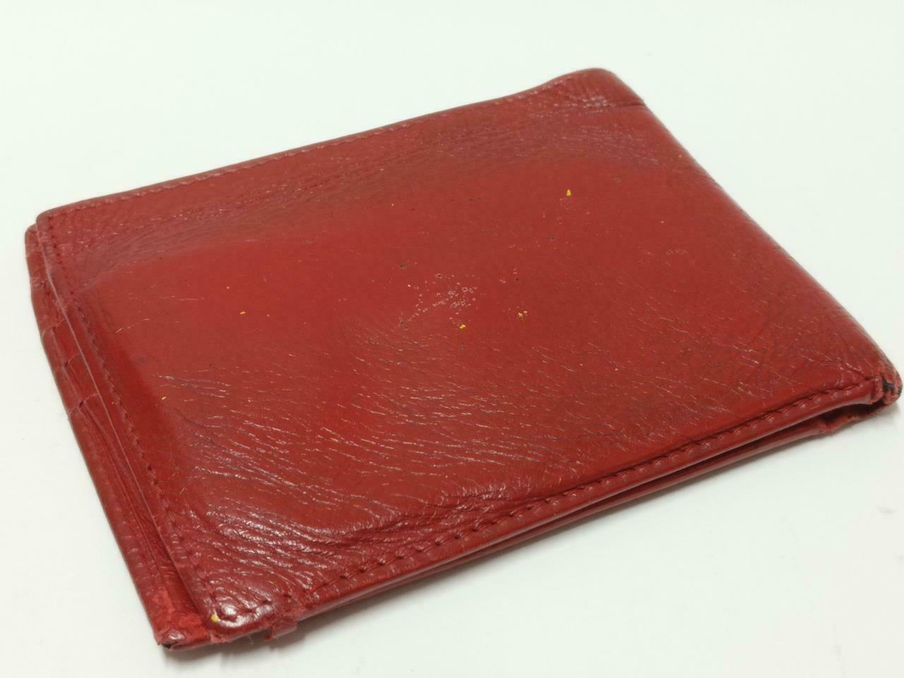 Vintage Rolex Red Leather Bi-Fold Wallet 60.02.55 F/S (A2430)