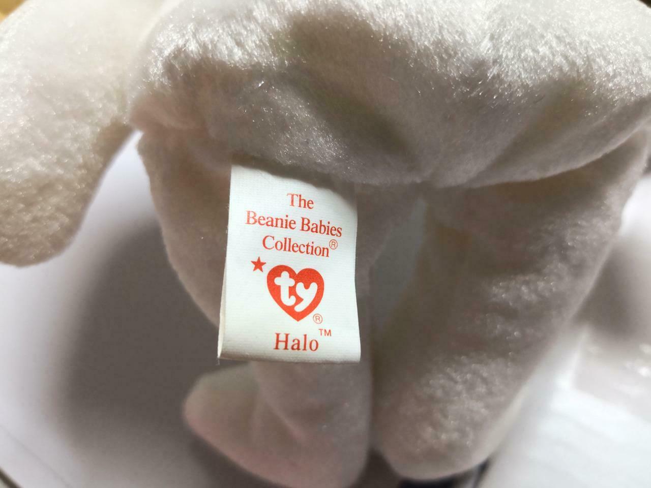 Vintage Ty Beanie Babies Halo White Angel Bear 1998 KR Plush Soft Toy (PTY114)